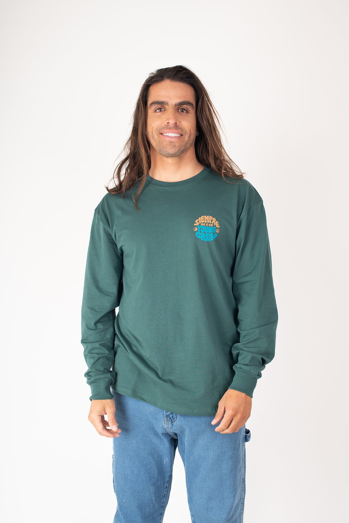 POLERA FLOWERS ML SLATE BLUE