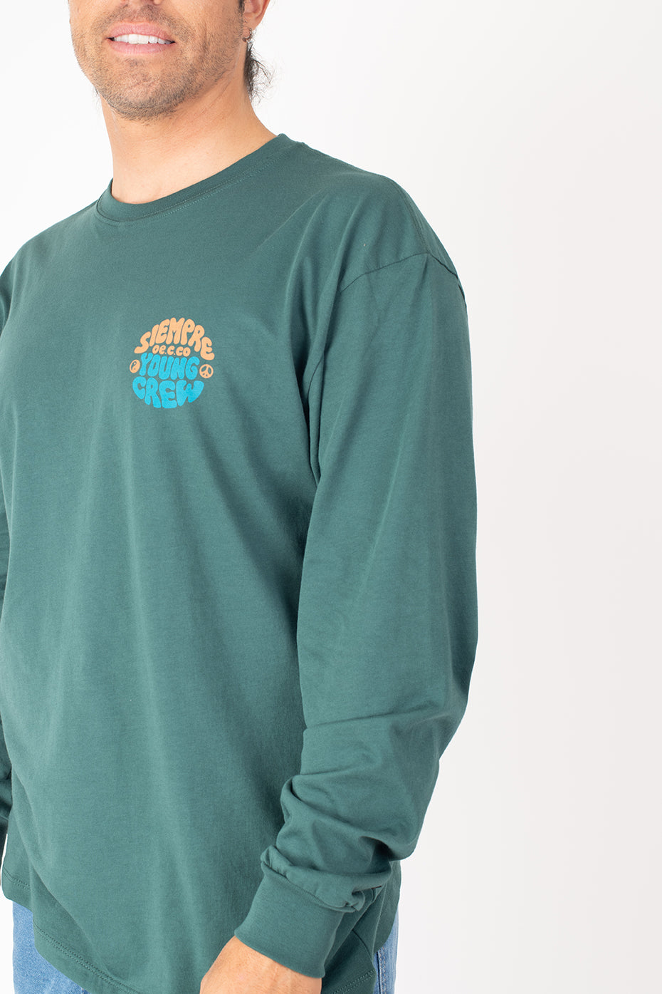 POLERA FLOWERS ML SLATE BLUE